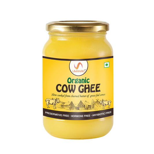 Umanac Organic Cow Ghee | Certified Organic | Sourced from Desi & Healthy Cows | Bilona Method | 100% Pure & Natural | Gluten- Free | Pesticide- Free