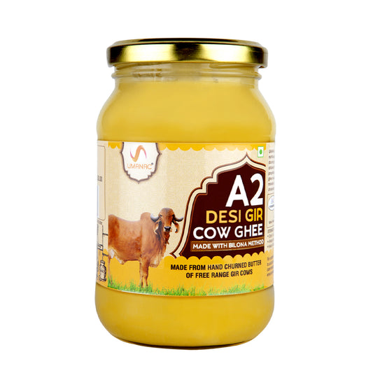 Umanac A2 Desi Gir Cow Ghee- 500ML | Desi A2 Cow Pure Ghee | Bilona Method | Grass Fed | Traditional Hand Churned | 100% Organic Ghee  | Certified & Tested