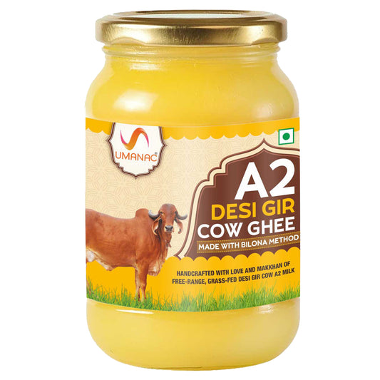 Umanac A2 Desi Gir Cow Ghee- 500ML | Desi A2 Cow Pure Ghee | Bilona Method | Grass Fed | Traditional Hand Churned | 100% Organic Ghee  | Certified & Tested